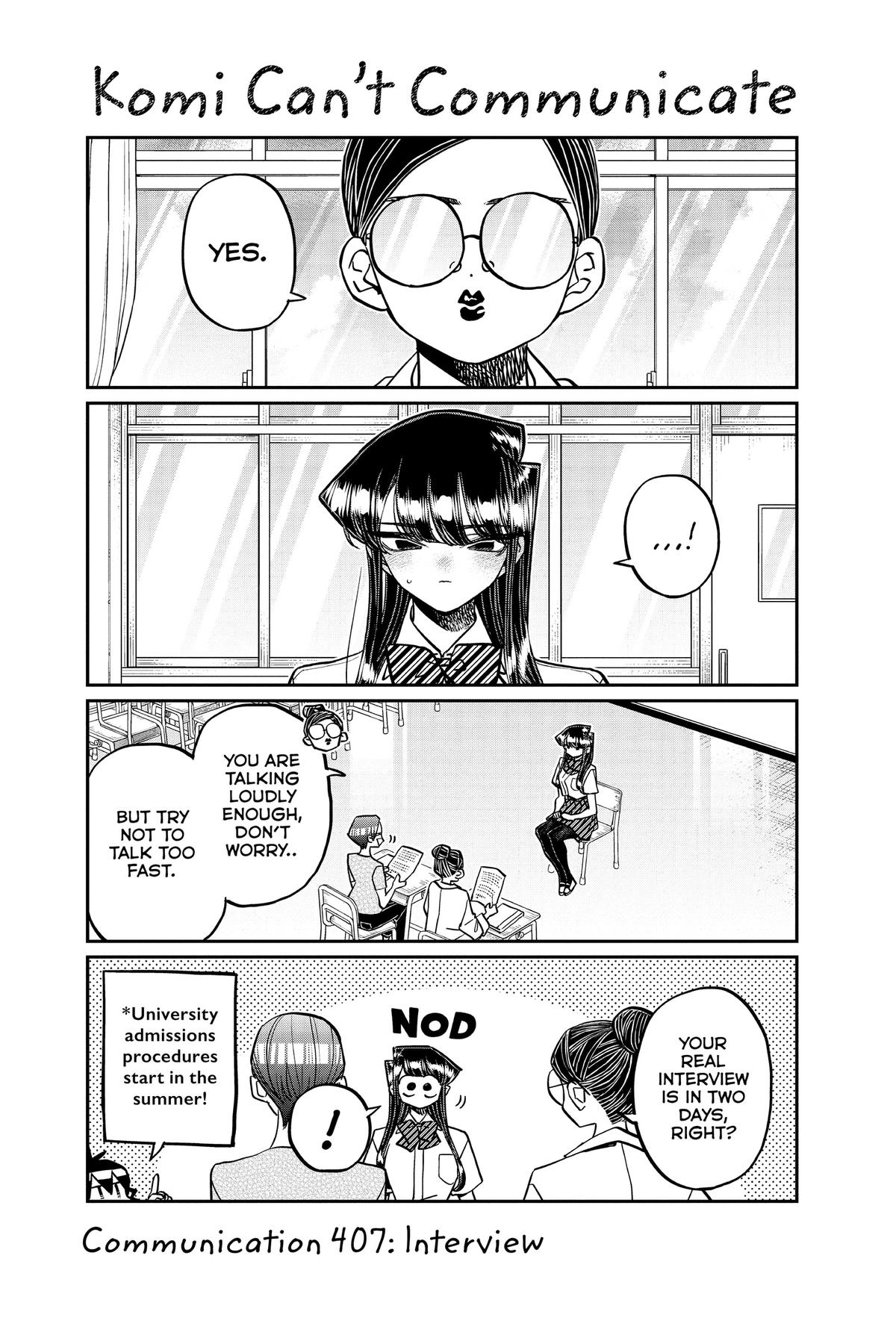 Komi Can’t Communicate Chapter 407